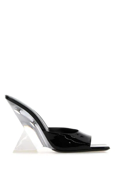 Attico The  Cheope Glossy Wedge Square In Black
