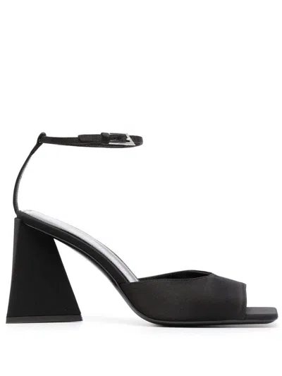 Attico The  Woman Sandals Black Size 9 Textile Fibers