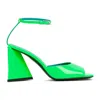 Attico Fluorescent Pink Slingback With Pyramid Heel And Square Toe In Green