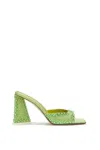 Attico Rhinestone-covered Block Heel Mules In Green