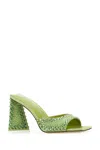 Attico Rhinestone-covered Block Heel Mules In Lime