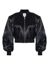 Attico The  Satin Bomber Jacket In Black