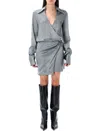 Attico Grey Mini Dress In Gray
