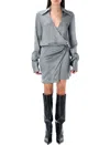 Attico Grey Mini Dress In Gray