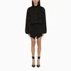 Attico Black Satin Mini Dress With All Over Logo In Black