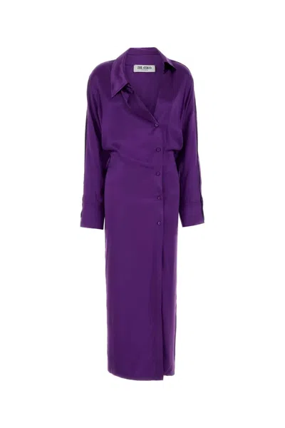 Attico The  Satin Shirt Dress In Purple