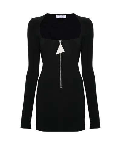 ATTICO THE ATTICO SCOOP NECK ZIP-DETAILED MINI DRESS