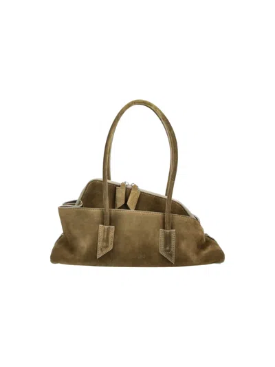 Attico The  Sculpted Shoulder Bag With Front Hardware In Green