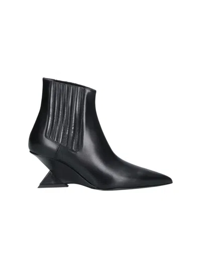 Attico The  Sculptural Heel Ankle Boots In Black