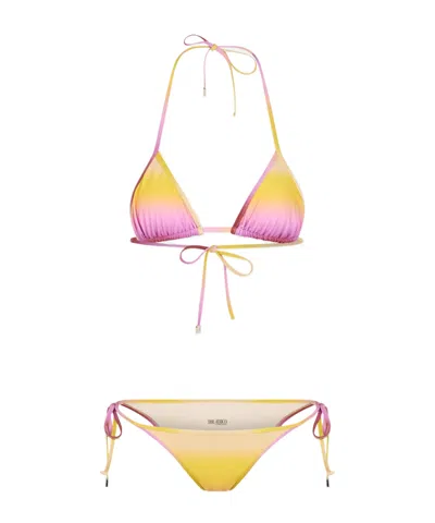 Attico The  Sea Triangle Bikini Set Beachwear In Yellow