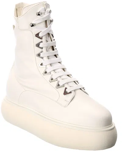 Attico The  Selene Leather Boot In White