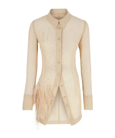 Attico The  Sequin Embellished Shirt In Nude