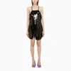 Attico Sequined Mini Dress With Front Slit In Black