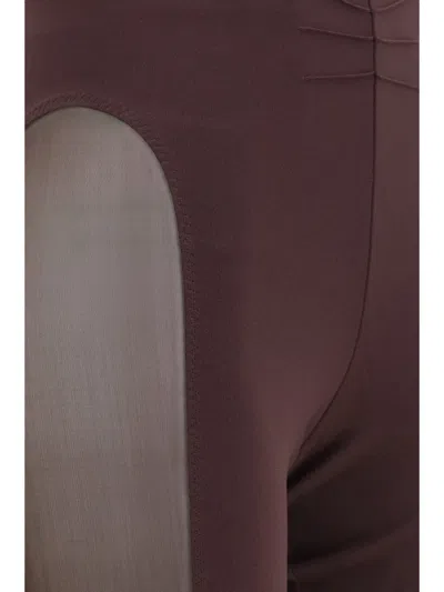 Attico The  Sheer Detail Leggings In Brown