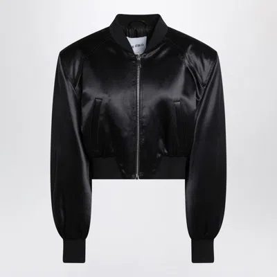 Attico The  Shiny Cropped Bomber In Black