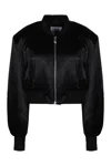 Attico The  Shiny Satin Bomber In Black