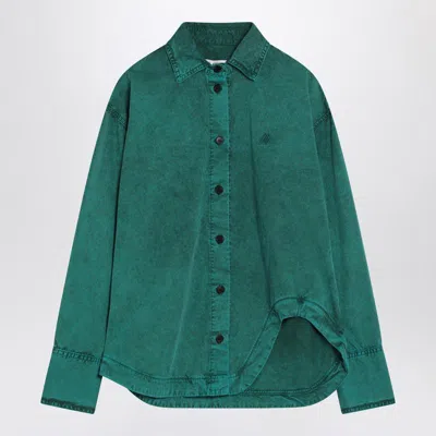 Attico Cotton Shirt Collar Sleeves Hem Pocket In Green