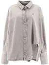 Attico The  Denim Jacket With Cut-out In Grey