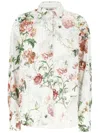 Attico Pointed Collar Long Sleeves Floral Print Shirt In White