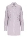 Attico White And Purple Striped Mini Shirt Dress In Pink