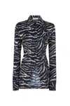 Attico Zebra-print Satin Shirt In Black