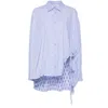 Attico Striped Drawstring-hem Asymmetric Shirt In Blue