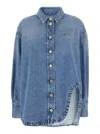 Attico Diana Denim Shirt Long Sleeves In Blue