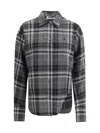 Attico Oversized Check Pattern Shirt With Bell Sleeves In Grey