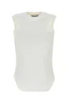 Attico Crew Neck Sleeveless Top In Soft Fabric In White