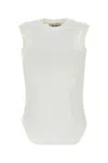 Attico Crew Neck Sleeveless Top In Soft Fabric In White