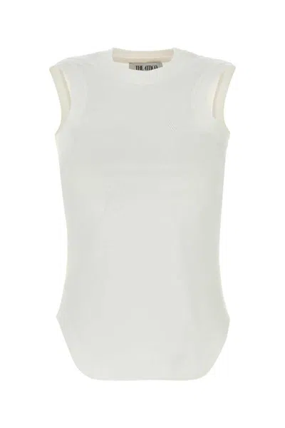 Attico Crew Neck Sleeveless Top In Soft Fabric In White