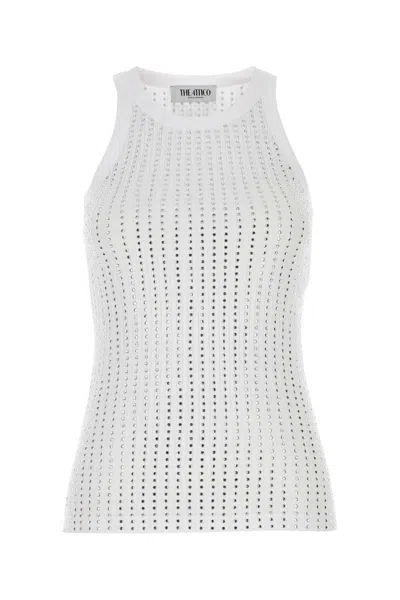 Attico Embellished Tank Top Cotton Sans Manches In White