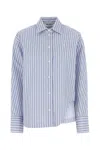 Attico Blue And White Striped Oversized Cotton Shirt In Whitenavyblue