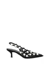 Attico The  Black Open Lattice Design Low-heeled Shoes In Black