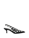 Attico The  Black Open Lattice Design Low-heeled Shoes In Black