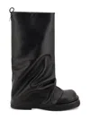 Attico Robin Black Boots With Square Toe And Logo Plaque On The Rear In Leather Woman In Black