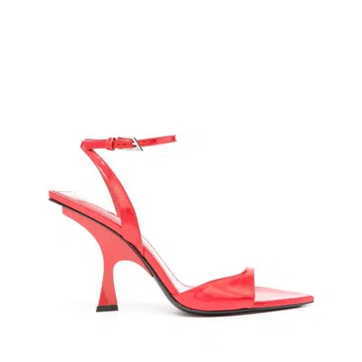 Attico Gg 95mm Mismatched Sandals In Red