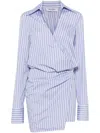 Attico Mini Dress With Stripes And Wrap Design In Multicolour