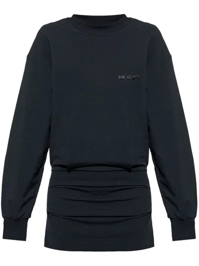 Attico Logo Detailed Sweatshirt Dress In Black