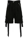 Attico Wide Cotton Bermuda Shorts With Belted Design In Black