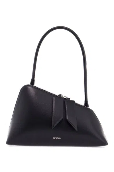 Attico Sunrise Calf Leather Shoulder Bag In Black
