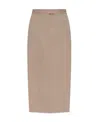 Attico The  Side Slit Midi Skirt In Nude
