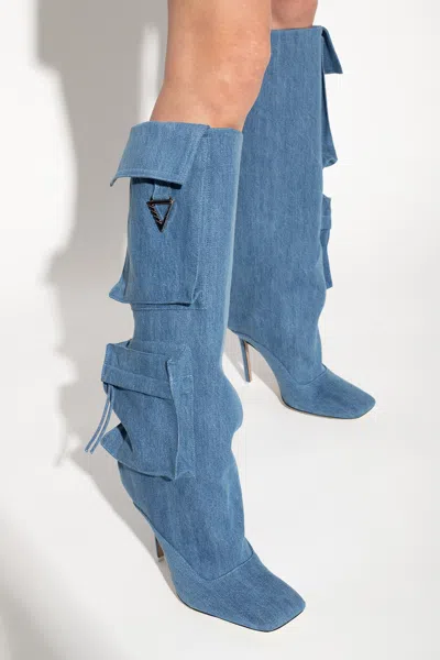 Attico The  ‘sienna' Denim Heeled Boots In Blue