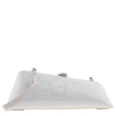 Attico The  Silver Glitter Long Night Clutch In Silver Tone