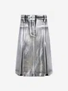 Attico Cotton Midi Skirt In Silver