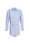 Attico Striped Long-sleeved Shirt In Blue