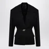 Attico Black Wool Single-breasted Jacket With Epaulettes In Black