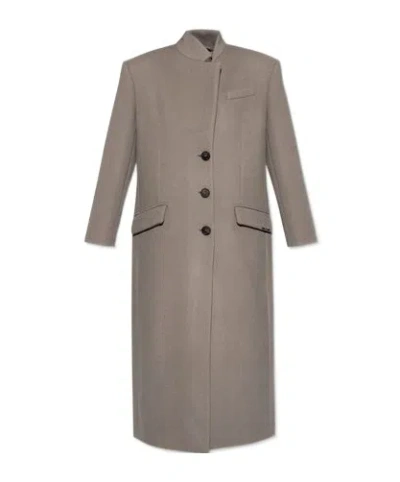 Attico Wool Single-breasted Coat In Grey