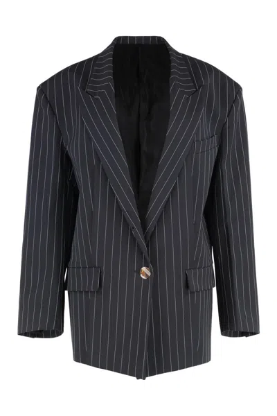 Attico Single-breasted One Button Jacket In Black