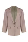 Attico Wool Jacket With Lapel Collar And Pockets In Pink